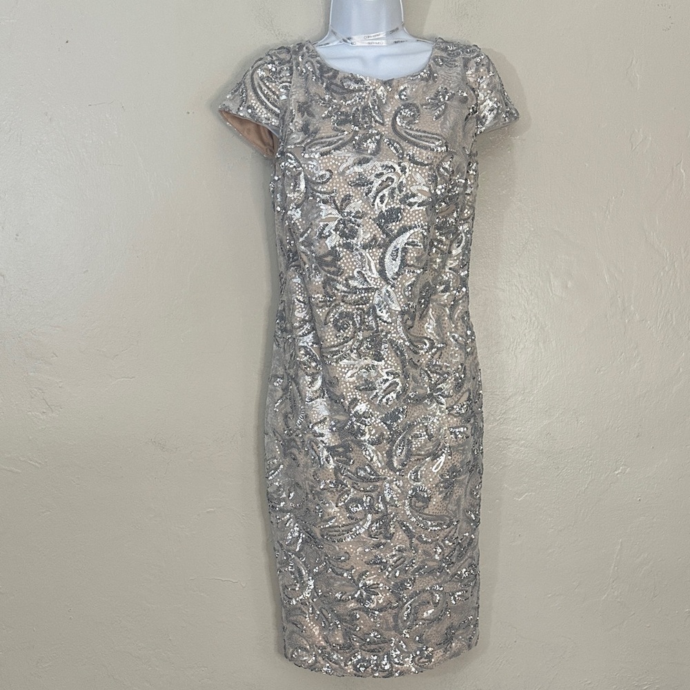 Calvin Klein Silver Sequin Mini Dress